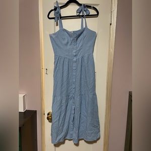 Urban Outfitters Blue Midi Cotton Dress with Bow straps